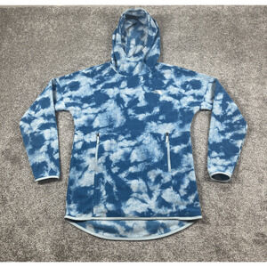 North Face Hoodie Womens Small Fleece Tie Dye Cloud Sweatshirt Pullover Blue
